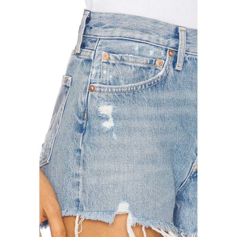 Agolde Parker Vintage Cut Off Shorts Light Indigo Distressed Denim Size‎ 27 - Picture 4 of 10